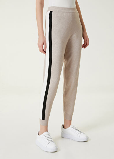 Beymen Club Bej Şeritli Triko Pantolon - 3