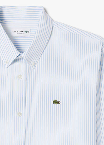 Lacoste Çizgili Beyaz Regular Fit Uzun Kollu Erkek Gömlek - 5