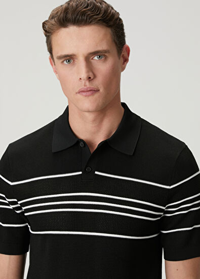 Beymen Club Black And White Line Detail Polo Knitwear - 7