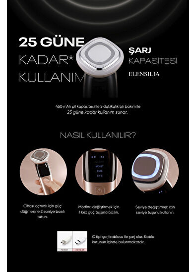 Elensilia  All In One Beauty Instrument 4 Modlu Kore Cam Cilt Bakım Cihazı  - 7
