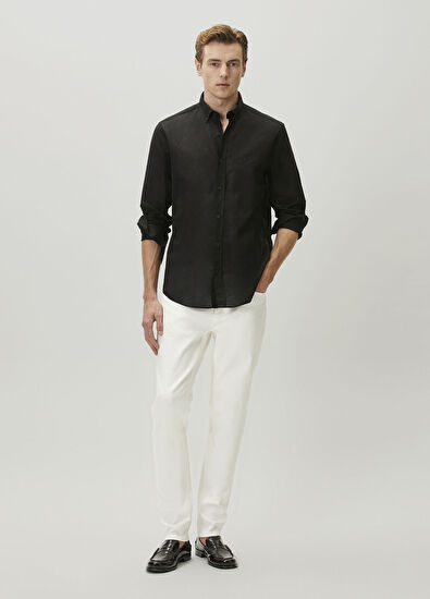 Beymen Club Comfort Fit Black Linen Shirt - 3