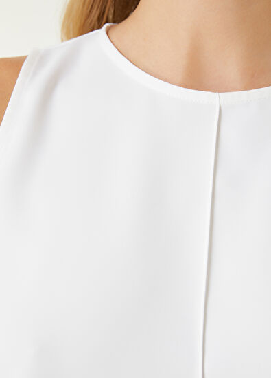 Beymen Club Beyaz Dökümlü Krep Bluz - 5