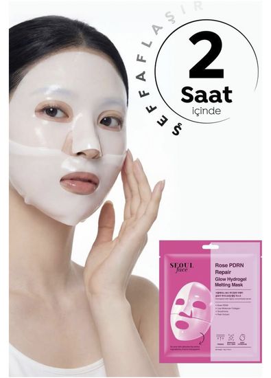 Dermal Seoul Face Gül PDRN Onarıcı Glow Işıltı Veren Eriyen Kore Hidrojel Yüz Maskesi 10 x 34 gr - 5