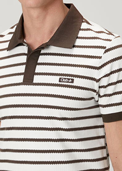 Beymen Club Off White Zigzag Striped Polo T-Shirt - 6