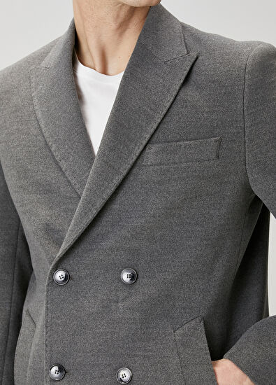 Beymen Club Gri Kruvaze Kaban - 5