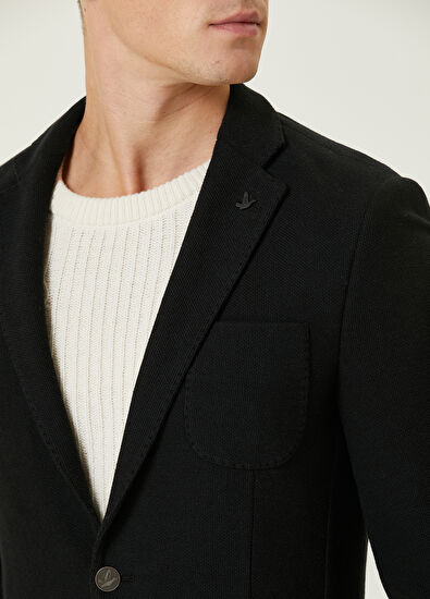 Beymen Club Siyah Dişli Dokulu Örme Blazer - 5