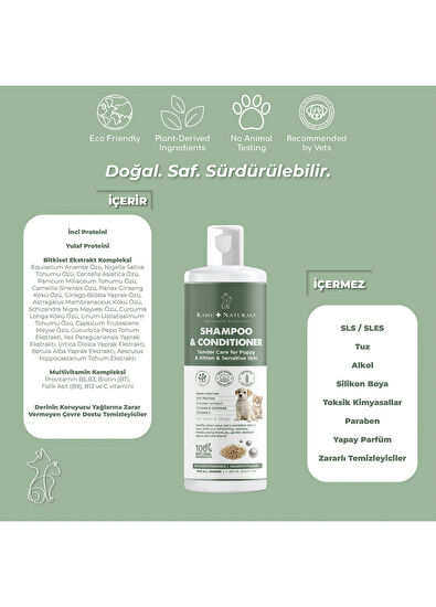 Kahu Naturals TenderCare Hypoallergenic Herbal Extract Moisturizing Kitten and Dog Shampoo for Sensitive Skin 250 ml - 5