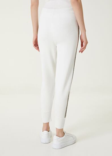 Beymen Club Beyaz Simli Şerit Detaylı Triko Pantolon - 5