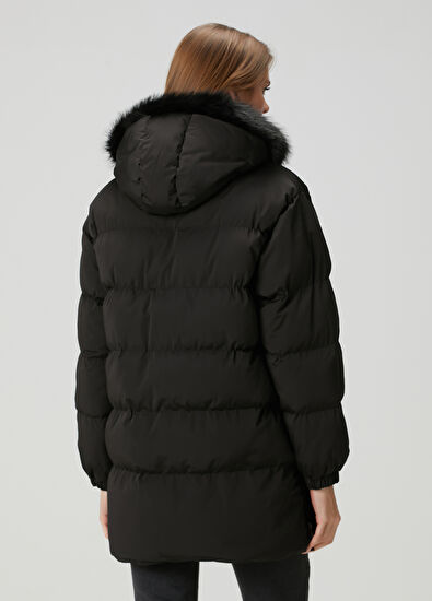 Beymen Club Siyah Kapüşonlu Puffer Mont - 4