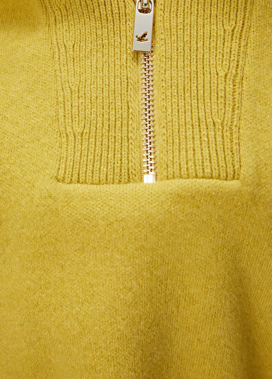 Beymen Club Yağ Yeşili Yarım Fermuarlı Yün Kazak - 7