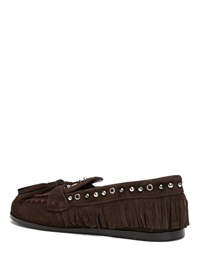 Beymen Club Kahverengi Troklu Püsküllü Kadın Deri Driver - 3