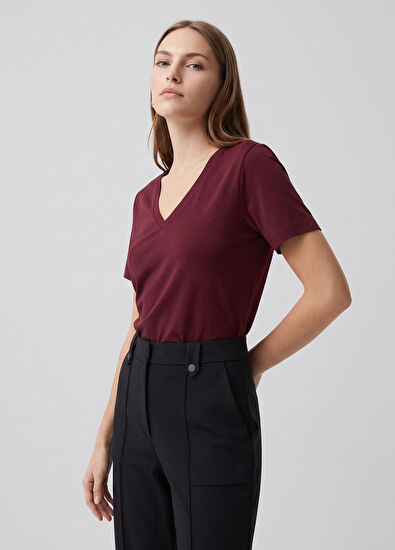Beymen Club Mürdüm Yırtmaç Detaylı T-shirt - 3