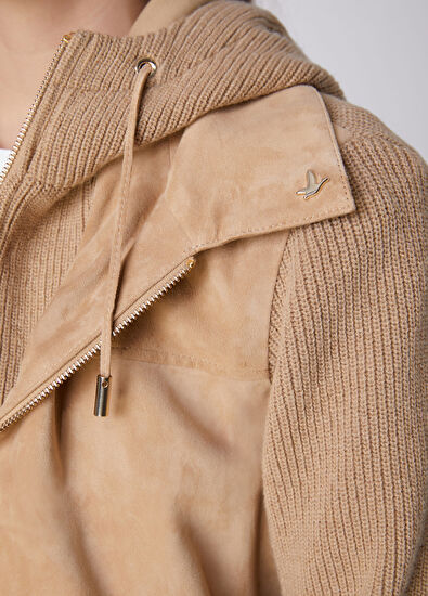 Beymen Club Camel Hooded Leather Jacket - 6