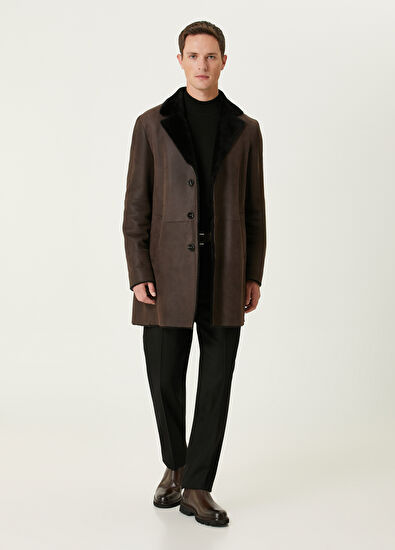 Beymen Club Kahverengi Yakası Shearling Kuzu Kürkü Kaban - 5