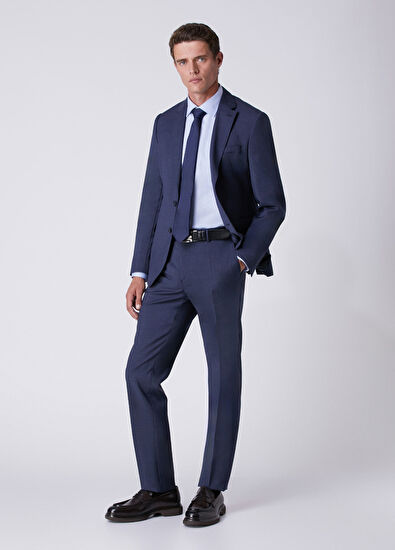 Beymen Club Slim Fit Blue Non-Iron Twill Shirt - 4