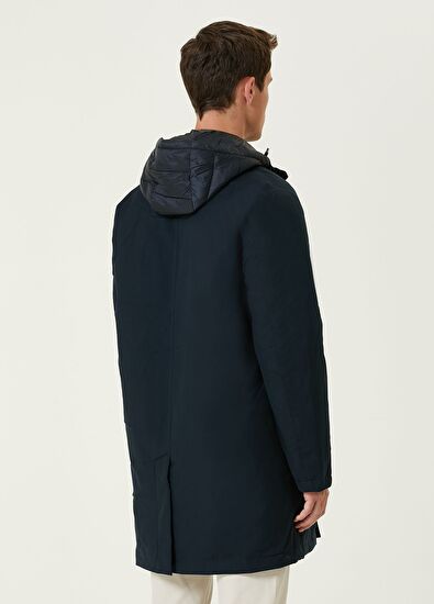 Beymen Club Lacivert Kapüşonlu İç Yaka Detaylı Twill Kaban - 5