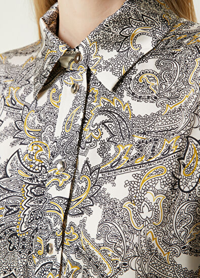 Beymen Club Ecru Paisley Patterned Midi Shirt Dress - 5