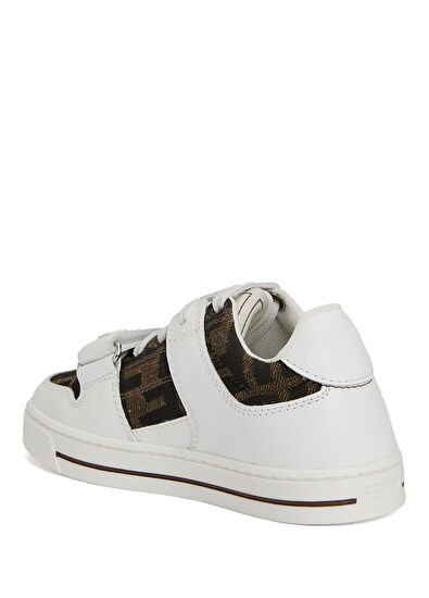 Beyaz Kahverengi Unisex Çocuk Deri Sneaker - Görsel 4