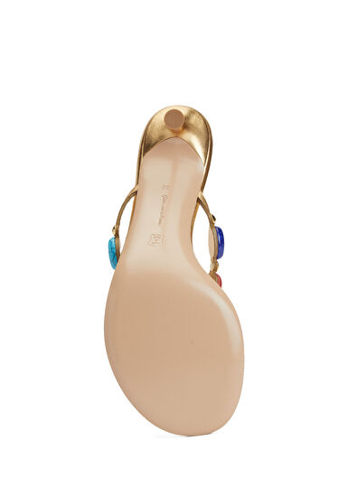 Shanti Thong Gold Deri Topuklu Terlik - Görsel 6