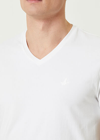 Beymen Club Beyaz V Yaka Basic T-shirt - 5