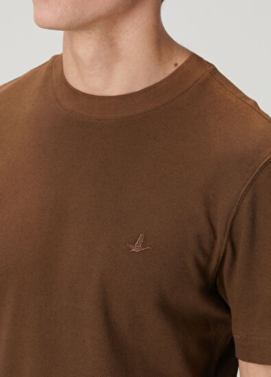 Beymen Club Açık Kahverengi Relax Fit Pamuk Keten Pike T-shirt - 7