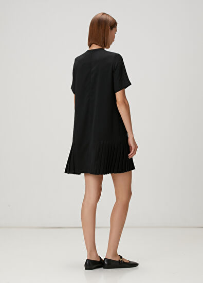 Beymen Club Black Pleated Detailed Mini Crepe Dress - 4