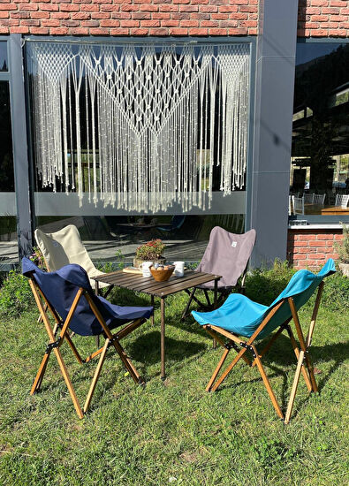 Bag The Joy Wood Brown Frame Turquoise Cover Folding Camp and Garden Chair - 7