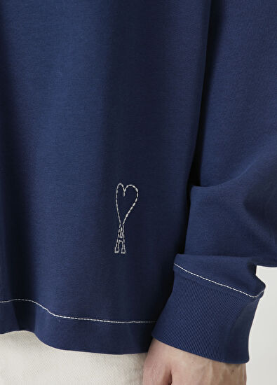 Ami Paris Lacivert Polo Yaka Sweatshirt - 6