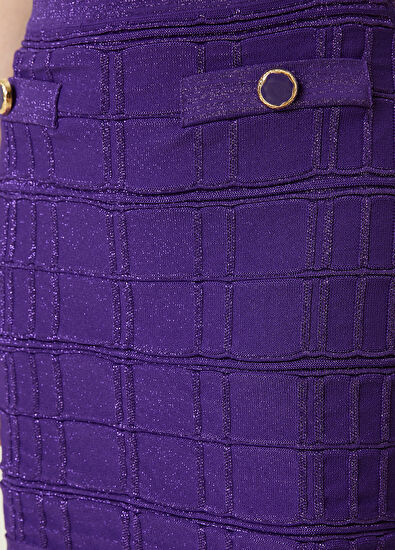Beymen Club Mor Simli Kareli Mini Etek - 5