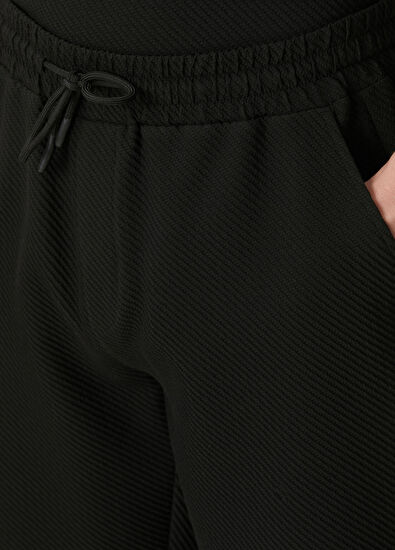 Beymen Club Siyah Beli Kordonlu Diyagonal Dokulu Jersey Şort - 4