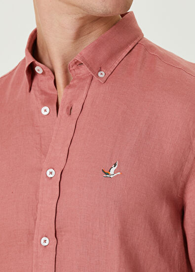 Beymen Club Comfort Fit Koyu Pembe Keten Gömlek - 6