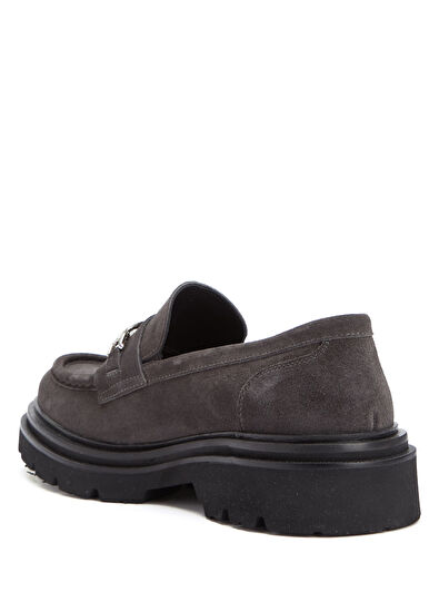 Beymen Club Anthracite Chain Detail Women's Suede Loafer - 3