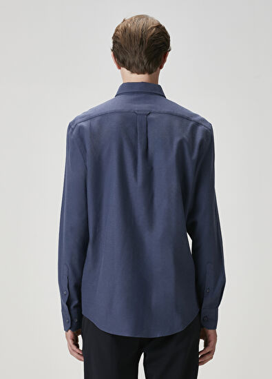 Beymen Club Comfort Fit Koyu Mavi Flanel Dokulu Gömlek - 5