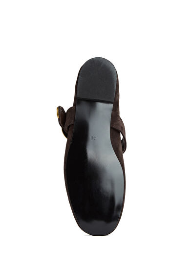 Beymen Club Kahverengi Antik Tokalı Kadın Süet Babet - 5