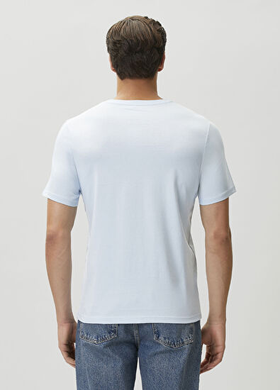Beymen Club Açık Mavi Logo Nakışlı Basic T-shirt - 5