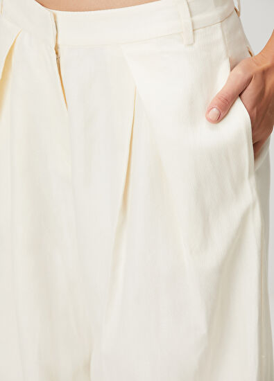 St. Agni Krem Pileli Organik Pamuk Pantolon - 5