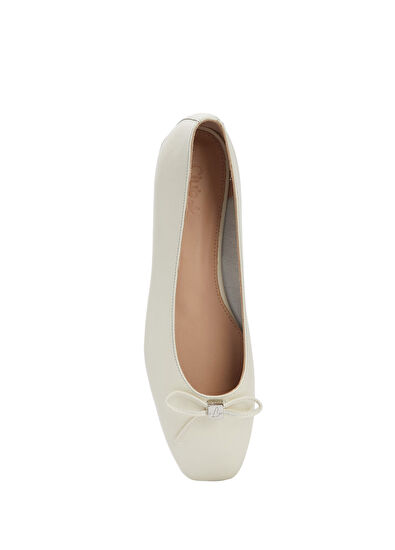 Beymen Club Ecru Goose Logo Cube Accessory Ballet Flats - 4