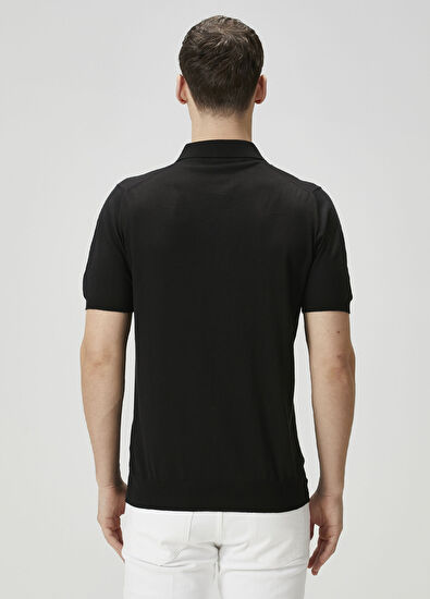 Kiton Siyah Polo Yaka Kısa Kollu Triko - 4