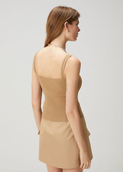 Beymen Club Beige Square Neck Tank Top - 5