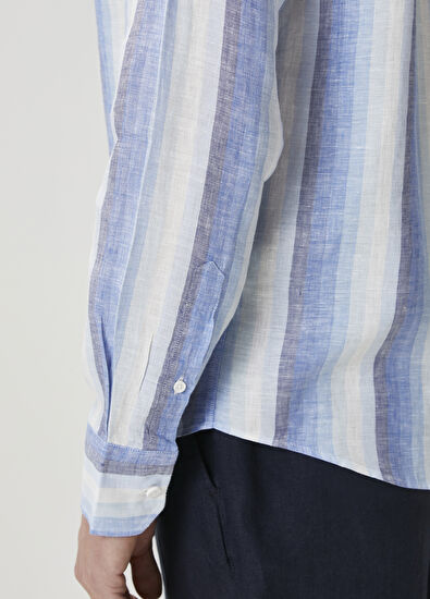 Beymen Club Comfort Fit Colorblocked Ekose Desenli Keten Gömle - 7