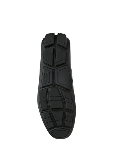 Siyah Logo Motifli Erkek Deri Driver - Görsel 6