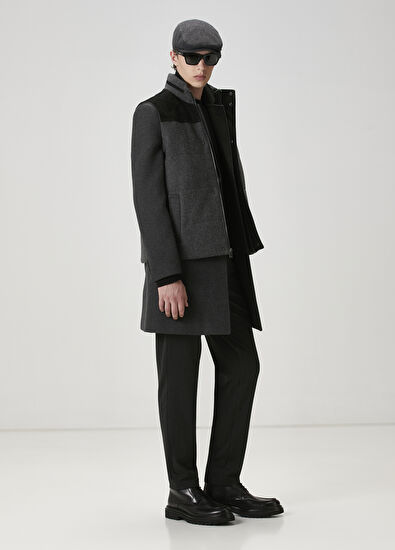 Beymen Club Antrasit İtalyan Yün Kaşe Palto - 3