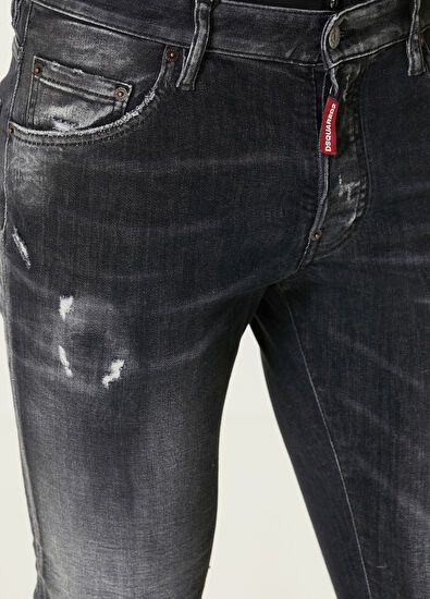 Siyah Yıpratma Detaylı Jean Pantolon - Görsel 6