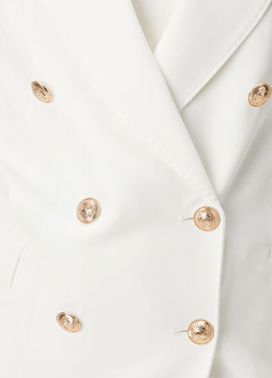 Beymen Club Beyaz Kruvaze Blazer - 5