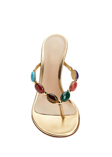 Shanti Thong Gold Deri Topuklu Terlik - Görsel 5