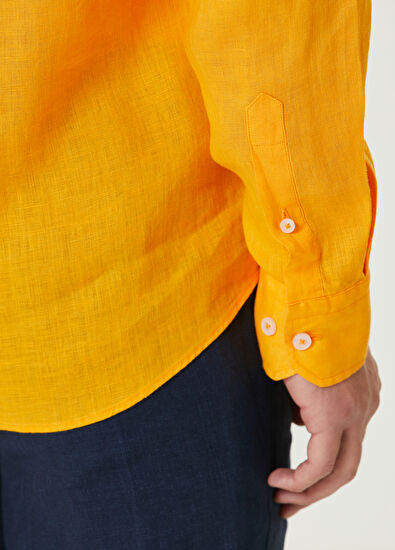 Beymen Club Comfort Fit Turuncu Keten Gömlek - 7