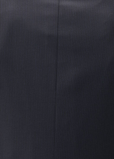 Koyu Lacivert Çizgi Desenli Yün Takım Elbise - Görsel 10