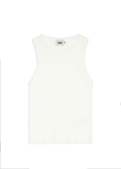 Beymen Club Off-White Ribbed Crop Top - 7