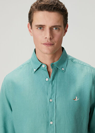 Beymen Club Mint Comfort Fit Keten Gömlek - 6