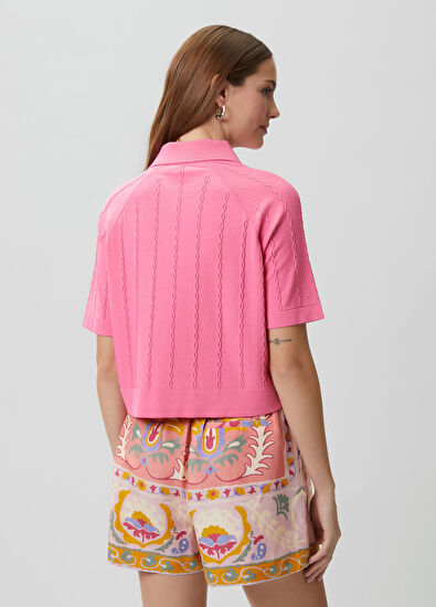 Beymen Club Pembe Saç Örgü Crop Hırka - 5